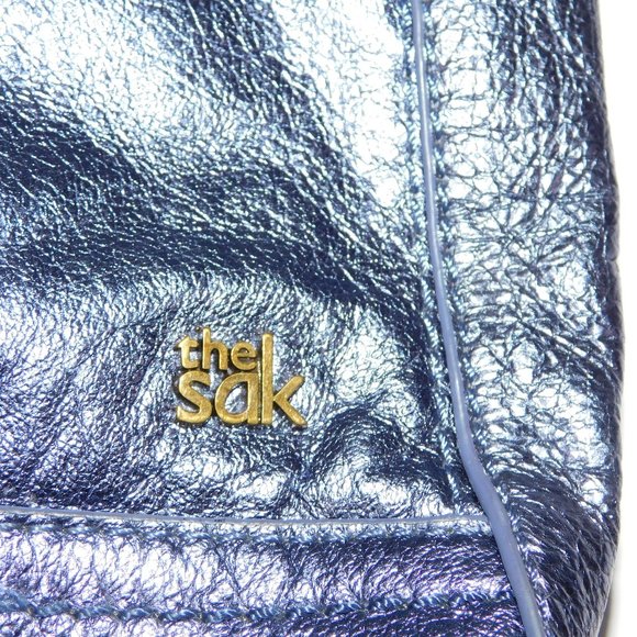 The Sak LUCIA Metallic Blue Leather Crossbody Bag Purse - Picture 2 of 9